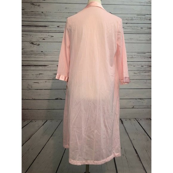 NWT Vanity Fair Long Robe Pink Small Gown USA Tricot All Nylon Vintage Button Up - Picture 3 of 10